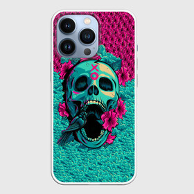 Чехол для iPhone 13 Pro с принтом Неоновый череп в Белгороде,  |  | 3d | flowers | music | neon | prints | rock | skull | картинки | майки | мем | мода | музыка | неон | прикол | принты | рок | стиль | тренд | футболки | цветы | череп | яркие | яркость