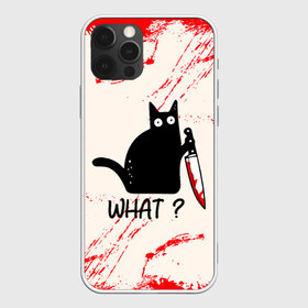 Чехол для iPhone 12 Pro Max с принтом What cat в Белгороде, Силикон |  | cat | kitten | knife | what | вопрос | киса | кот | котёнок | кошак | кошка | кровь | нож | удивление | что