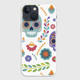 Чехол для iPhone 13 mini с принтом Мексиканские мотивы в Белгороде,  |  | день мёртвых. череп | мексика | мексиканский | мексиканское | цветок | цветы | черепа