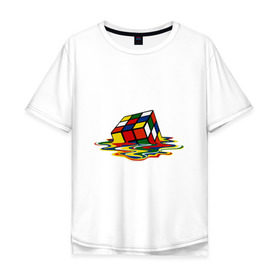 Мужская футболка хлопок Oversize с принтом Кубик Рубика в Белгороде, 100% хлопок | свободный крой, круглый ворот, “спинка” длиннее передней части | kubik rubika | головоломка | игра | куб | кубик рубика