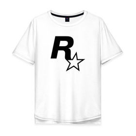 Мужская футболка хлопок Oversize с принтом ROCKSTAR GAMES в Белгороде, 100% хлопок | свободный крой, круглый ворот, “спинка” длиннее передней части | 