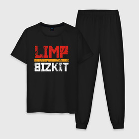 Мужская пижама хлопок с принтом LIMP BIZKIT в Белгороде, 100% хлопок | брюки и футболка прямого кроя, без карманов, на брюках мягкая резинка на поясе и по низу штанин
 | dj lethal | limp bizkit | rock | джон отто | лимп бизкит | майк смит | музыка | роб уотерс | рок | сэм риверс | терри бальзамо | уэс борланд | фред дёрст