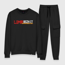 Женский костюм хлопок с принтом LIMP BIZKIT в Белгороде, 100% хлопок | на свитшоте круглая горловина, мягкая резинка по низу. Брюки заужены к низу, на них два вида карманов: два 