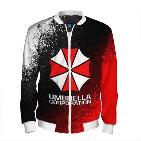 Мужской бомбер 3D с принтом UMBRELLA CORP в Белгороде, 100% полиэстер | застегивается на молнию, по бокам два кармана без застежек, по низу бомбера и на воротнике - эластичная резинка | ada wong | biohazard | leon | nemesis | project resistance | raccoon city | re2 | resident evil 2 | rpd | stars | umbrella | ада вонг | амбрелла | немесис | ужасы