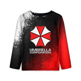 Детский лонгслив 3D с принтом UMBRELLA CORP в Белгороде, 100% полиэстер | длинные рукава, круглый вырез горловины, полуприлегающий силуэт
 | Тематика изображения на принте: ada wong | biohazard | leon | nemesis | project resistance | raccoon city | re2 | resident evil 2 | rpd | stars | umbrella | ада вонг | амбрелла | немесис | ужасы