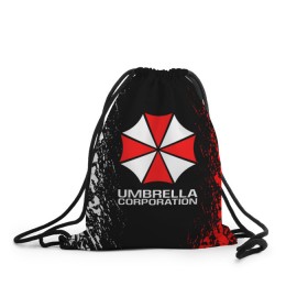 Рюкзак-мешок 3D с принтом UMBRELLA CORP в Белгороде, 100% полиэстер | плотность ткани — 200 г/м2, размер — 35 х 45 см; лямки — толстые шнурки, застежка на шнуровке, без карманов и подкладки | ada wong | biohazard | leon | nemesis | project resistance | raccoon city | re2 | resident evil 2 | rpd | stars | umbrella | ада вонг | амбрелла | немесис | ужасы