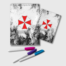 Блокнот с принтом UMBRELLA CORP в Белгороде, 100% бумага | 48 листов, плотность листов — 60 г/м2, плотность картонной обложки — 250 г/м2. Листы скреплены удобной пружинной спиралью. Цвет линий — светло-серый
 | Тематика изображения на принте: ada wong | biohazard | leon | nemesis | project resistance | raccoon city | re2 | resident evil 2 | rpd | stars | umbrella | ада вонг | амбрелла | немесис | ужасы