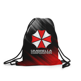 Рюкзак-мешок 3D с принтом UMBRELLA CORP в Белгороде, 100% полиэстер | плотность ткани — 200 г/м2, размер — 35 х 45 см; лямки — толстые шнурки, застежка на шнуровке, без карманов и подкладки | ada wong | biohazard | leon | nemesis | project resistance | raccoon city | re2 | resident evil 2 | rpd | stars | umbrella | ада вонг | амбрелла | немесис | ужасы