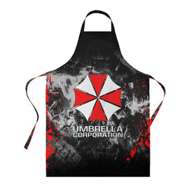 Фартук 3D с принтом UMBRELLA CORP | АМБРЕЛЛА КОРП в Белгороде, 100% полиэстер | общий размер — 65 х 85 см, ширина нагрудника — 26 см, горловина — 53 см, длина завязок — 54 см, общий обхват в поясе — 173 см. Принт на завязках и на горловине наносится с двух сторон, на основной части фартука — только с внешней стороны | ada wong | biohazard | leon | nemesis | project resistance | raccoon city | re2 | resident evil 2 | rpd | stars | umbrella | ада вонг | амбрелла | немесис | ужасы