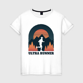 Женская футболка хлопок с принтом Бег в Белгороде, 100% хлопок | прямой крой, круглый вырез горловины, длина до линии бедер, слегка спущенное плечо | forest | run | runner | sunset | бег | для бега | марафон | спорт | фитнес