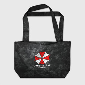 Пляжная сумка 3D с принтом UMBRELLA CORP в Белгороде, 100% полиэстер | застегивается на металлическую кнопку; внутренний карман застегивается на молнию. Стенки укреплены специальным мягким материалом, чтобы защитить содержимое от несильных ударов
 | ada wong | biohazard | leon | nemesis | project resistance | raccoon city | re2 | resident evil 2 | rpd | stars | umbrella | ада вонг | амбрелла | немесис | ужасы