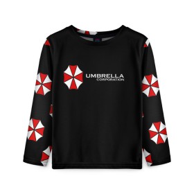 Детский лонгслив 3D с принтом Umbrella Corporation в Белгороде, 100% полиэстер | длинные рукава, круглый вырез горловины, полуприлегающий силуэт
 | апокалипсис | зла | зомби | обитель | твирус