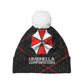 Шапка 3D c помпоном с принтом UMBRELLA CORP в Белгороде, 100% полиэстер | универсальный размер, печать по всей поверхности изделия | ada wong | biohazard | leon | nemesis | project resistance | raccoon city | re2 | resident evil 2 | rpd | stars | umbrella | ада вонг | амбрелла | немесис | ужасы