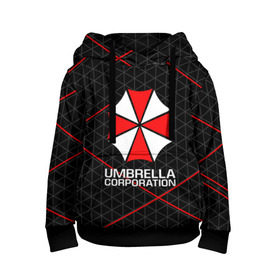 Детская толстовка 3D с принтом UMBRELLA CORP в Белгороде, 100% полиэстер | двухслойный капюшон со шнурком для регулировки, мягкие манжеты на рукавах и по низу толстовки, спереди карман-кенгуру с мягким внутренним слоем | Тематика изображения на принте: ada wong | biohazard | leon | nemesis | project resistance | raccoon city | re2 | resident evil 2 | rpd | stars | umbrella | ада вонг | амбрелла | немесис | ужасы