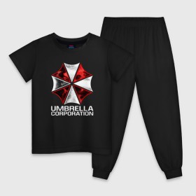 Детская пижама хлопок с принтом UMBRELLA CORP в Белгороде, 100% хлопок |  брюки и футболка прямого кроя, без карманов, на брюках мягкая резинка на поясе и по низу штанин
 | ada wong | biohazard | leon | nemesis | project resistance | raccoon city | re2 | resident evil 2 | rpd | stars | umbrella | ада вонг | амбрелла | немесис | ужасы