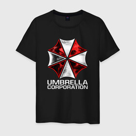 Мужская футболка хлопок с принтом UMBRELLA CORP в Белгороде, 100% хлопок | прямой крой, круглый вырез горловины, длина до линии бедер, слегка спущенное плечо. | Тематика изображения на принте: ada wong | biohazard | leon | nemesis | project resistance | raccoon city | re2 | resident evil 2 | rpd | stars | umbrella | ада вонг | амбрелла | немесис | ужасы