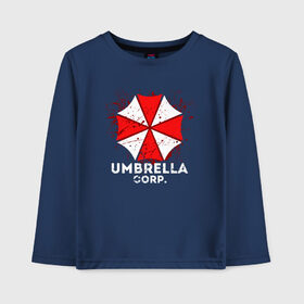 Детский лонгслив хлопок с принтом UMBRELLA CORP в Белгороде, 100% хлопок | круглый вырез горловины, полуприлегающий силуэт, длина до линии бедер | ada wong | biohazard | leon | nemesis | project resistance | raccoon city | re2 | resident evil 2 | rpd | stars | umbrella | ада вонг | амбрелла | немесис | ужасы