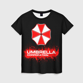 Женская футболка 3D с принтом Umbrella Corporation в Белгороде, 100% полиэфир ( синтетическое хлопкоподобное полотно) | прямой крой, круглый вырез горловины, длина до линии бедер | corporation | umbrella | umbrella corporation | амбрела | амбрелла корпорейшн | военная корпорация | корпорация | фармацевтическая корпорация