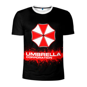 Мужская футболка 3D спортивная с принтом Umbrella Corporation в Белгороде, 100% полиэстер с улучшенными характеристиками | приталенный силуэт, круглая горловина, широкие плечи, сужается к линии бедра | corporation | umbrella | umbrella corporation | амбрела | амбрелла корпорейшн | военная корпорация | корпорация | фармацевтическая корпорация