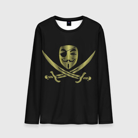 Мужской лонгслив 3D с принтом Анонимус Пират в Белгороде, 100% полиэстер | длинные рукава, круглый вырез горловины, полуприлегающий силуэт | anonymous | v   значит вендетта | анонимус | анонимусы | вендетта | гай фокс | гая фокса | женскую | купить | маска | маска v | мужскую | пират | пирата | с анонимусом | с маской | с пиратом | хакер | хактивизм