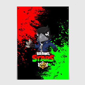 Постер с принтом Brawl Stars Crow в Белгороде, 100% бумага
 | бумага, плотность 150 мг. Матовая, но за счет высокого коэффициента гладкости имеет небольшой блеск и дает на свету блики, но в отличии от глянцевой бумаги не покрыта лаком | brawl stars | crow | game | leon | бравл | бравл стар | бравл старс | ворон | ворона | детская | детям | игра | компьютерная игра | кров | леон | персонаж | развлечение