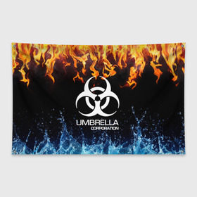 Флаг-баннер с принтом UMBRELLA CORPORATION в Белгороде, 100% полиэстер | размер 67 х 109 см, плотность ткани — 95 г/м2; по краям флага есть четыре люверса для крепления | biohazard | biohazard 7 | crocodile | fang | game | hand | monster | new umbrella | resident evil | resident evil 7 | umbrella | umbrella corp | umbrella corporation | zombie | обитель