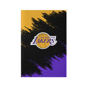 Обложка для паспорта матовая кожа с принтом LA LAKERS в Белгороде, натуральная матовая кожа | размер 19,3 х 13,7 см; прозрачные пластиковые крепления | america | basketball | kobe bryant | la | la lakers | lakers | los angeles lakers | nba | usa | баскетбол | кобе брайант | лос анджелес лейкерс | нба | сша