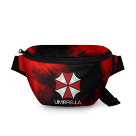 Поясная сумка 3D с принтом UMBRELLA CORP в Белгороде, 100% полиэстер | плотная ткань, ремень с регулируемой длиной, внутри несколько карманов для мелочей, основное отделение и карман с обратной стороны сумки застегиваются на молнию | biohazard | biohazard 7 | crocodile | fang | game | hand | monster | new umbrella | resident evil | resident evil 7 | umbrella | umbrella corp | umbrella corporation | zombie | обитель