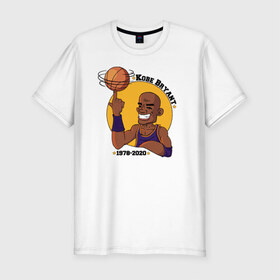 Мужская футболка хлопок Slim с принтом Коби Брайант в Белгороде, 92% хлопок, 8% лайкра | приталенный силуэт, круглый вырез ворота, длина до линии бедра, короткий рукав | bryant | kobe | kobe bryant | logo | nba | баскетбол | коби брайант | лого | логотип | нба