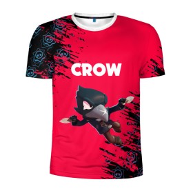 Мужская футболка 3D спортивная с принтом BRAWL STARS CROW. в Белгороде, 100% полиэстер с улучшенными характеристиками | приталенный силуэт, круглая горловина, широкие плечи, сужается к линии бедра | bea | bibi | brawl stars | colt | crow | el brown | leon | leon shark | max | nita | sally leon | shark | акула | беа | берли | биби | бравл старс | браун | ворон | кольт | леон | леон акула | макс | нита | шелли