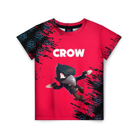 Детская футболка 3D с принтом BRAWL STARS CROW. в Белгороде, 100% гипоаллергенный полиэфир | прямой крой, круглый вырез горловины, длина до линии бедер, чуть спущенное плечо, ткань немного тянется | Тематика изображения на принте: bea | bibi | brawl stars | colt | crow | el brown | leon | leon shark | max | nita | sally leon | shark | акула | беа | берли | биби | бравл старс | браун | ворон | кольт | леон | леон акула | макс | нита | шелли