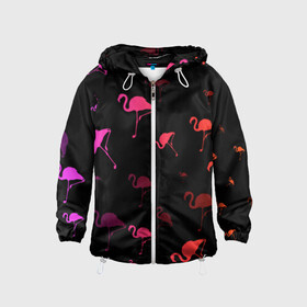 Детская ветровка 3D с принтом Фламинго в Белгороде, 100% полиэстер | подол и капюшон оформлены резинкой с фиксаторами, по бокам два кармана без застежек, один потайной карман на груди | минимализм | прикольные картинки | прикольные надписи | розовый фламинго | фламинго