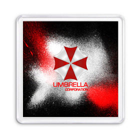 Магнит 55*55 с принтом UMBRELLA CORP в Белгороде, Пластик | Размер: 65*65 мм; Размер печати: 55*55 мм | biohazard | biohazard 7 | crocodile | fang | game | hand | monster | new umbrella | resident evil | resident evil 7 | umbrella | umbrella corp | umbrella corporation | zombie | обитель