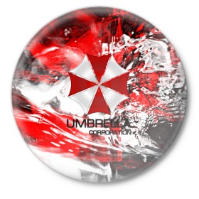 Значок с принтом UMBRELLA CORP в Белгороде,  металл | круглая форма, металлическая застежка в виде булавки | 