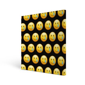 Холст квадратный с принтом New Emoji в Белгороде, 100% ПВХ |  | crying | emoji | smile | smiling face with tear | tear | плачущий | слеза | смайлик | улыбка | эмодзи