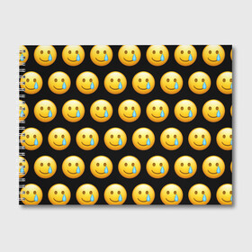 Альбом для рисования с принтом New Emoji в Белгороде, 100% бумага
 | матовая бумага, плотность 200 мг. | crying | emoji | smile | smiling face with tear | tear | плачущий | слеза | смайлик | улыбка | эмодзи