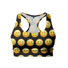 Женский спортивный топ 3D с принтом New Emoji в Белгороде, 82% полиэстер, 18% спандекс Ткань безопасна для здоровья, позволяет коже дышать, не мнется и не растягивается |  | crying | emoji | smile | smiling face with tear | tear | плачущий | слеза | смайлик | улыбка | эмодзи