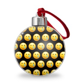 Ёлочный шар с принтом New Emoji в Белгороде, Пластик | Диаметр: 77 мм | Тематика изображения на принте: crying | emoji | smile | smiling face with tear | tear | плачущий | слеза | смайлик | улыбка | эмодзи