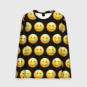 Мужской лонгслив 3D с принтом New Emoji в Белгороде, 100% полиэстер | длинные рукава, круглый вырез горловины, полуприлегающий силуэт | crying | emoji | smile | smiling face with tear | tear | плачущий | слеза | смайлик | улыбка | эмодзи