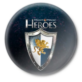 Значок с принтом Heroes of Might and Magic в Белгороде,  металл | круглая форма, металлическая застежка в виде булавки | game | heroes | heroes of might and magic | homm | might and magic | ubisoft | герои | герои меча | герои меча и магии | игра