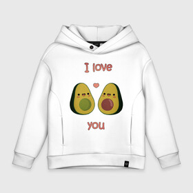 Детское худи Oversize хлопок с принтом AVOCADO LOVE в Белгороде, френч-терри — 70% хлопок, 30% полиэстер. Мягкий теплый начес внутри —100% хлопок | боковые карманы, эластичные манжеты и нижняя кромка, капюшон на магнитной кнопке | avokado | авокадо