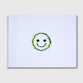 Альбом для рисования с принтом Smile в Белгороде, 100% бумага
 | матовая бумага, плотность 200 мг. | Тематика изображения на принте: art | ball | glitch | meme | smile | арт | глитч | интернет | мем | позитив | смайл | смайлик | смех | улыбка | юмор