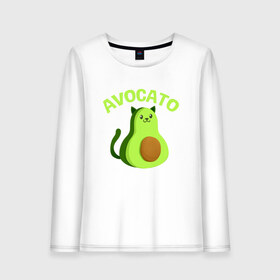 Женский лонгслив хлопок с принтом AVOCATO в Белгороде, 100% хлопок |  | avocado | avocato | avogato | cat | cats | авокадо | авокато | авокот | картинка | картинки | кот | коте | котэ | прикольная | прикольные