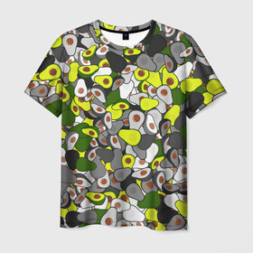 Мужская футболка 3D с принтом Камуфляж с авокадо в Белгороде, 100% полиэфир | прямой крой, круглый вырез горловины, длина до линии бедер | avocado | адвокадо | веган | еда | камо | милитари | оовощь | паттерн | фрукт | хаки