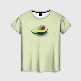Женская футболка 3D с принтом Авокадо в Белгороде, 100% полиэфир ( синтетическое хлопкоподобное полотно) | прямой крой, круглый вырез горловины, длина до линии бедер | авокадо | веган | еда блогеров | мемы | минимализм | прикольные картинки | прикольные надписи | растение | фрукт