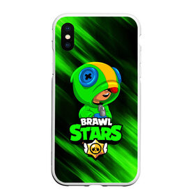 Чехол для iPhone XS Max матовый с принтом BRAWL STARS LEON в Белгороде, Силикон | Область печати: задняя сторона чехла, без боковых панелей | bibi | brawl stars | crow | el brown | leon | leon shark | max | sally leon | shark | stars | werewolf | акула | биби | ворон | леон | оборотень