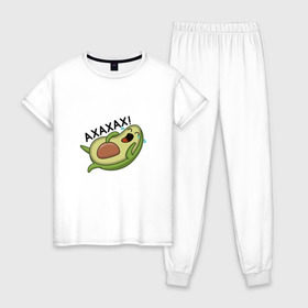 Женская пижама хлопок с принтом Авокадо в Белгороде, 100% хлопок | брюки и футболка прямого кроя, без карманов, на брюках мягкая резинка на поясе и по низу штанин | авокадо | веган | еда блогеров | мемы | минимализм | прикольные картинки | прикольные надписи | растение | смешное авокадо | фрукт