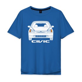 Мужская футболка хлопок Oversize с принтом Honda Civic EP (7gen) в Белгороде, 100% хлопок | свободный крой, круглый ворот, “спинка” длиннее передней части | civic | civic ep | ep | honda | honda civic | honda civic ep