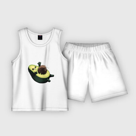 Детская пижама с шортами хлопок с принтом Авокадо в Белгороде,  |  | Тематика изображения на принте: авокадо | веган | еда блогеров | мемы | минимализм | прикольные картинки | прикольные надписи | растение | смешное авокадо | фрукт