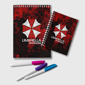 Блокнот с принтом UMBRELLA CORP в Белгороде, 100% бумага | 48 листов, плотность листов — 60 г/м2, плотность картонной обложки — 250 г/м2. Листы скреплены удобной пружинной спиралью. Цвет линий — светло-серый
 | Тематика изображения на принте: biohazard | biohazard 7 | crocodile | fang | game | hand | monster | new umbrella | resident evil | resident evil 7 | umbrella | umbrella corp | umbrella corporation | zombie | обитель